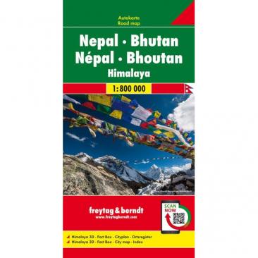 road map Nepal. Bhutan 1:800.000